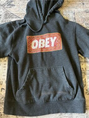 Obey Black Hoodie with Gold Logo Tag